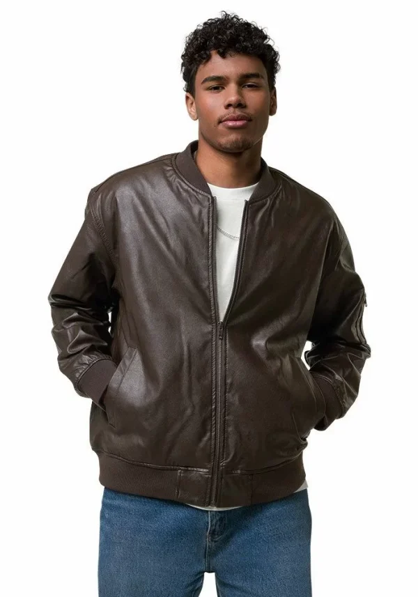 Faux Leather Bomber Jacket